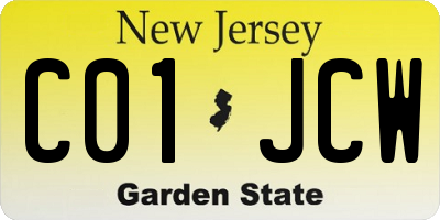 NJ license plate C01JCW