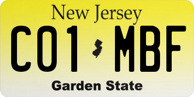 NJ license plate C01MBF