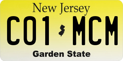 NJ license plate C01MCM