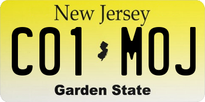 NJ license plate C01MOJ