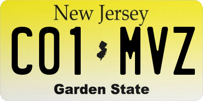 NJ license plate C01MVZ