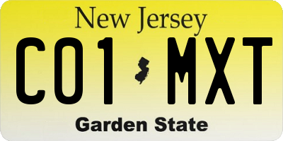 NJ license plate C01MXT