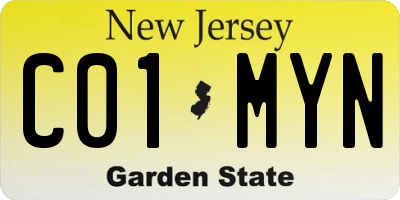 NJ license plate C01MYN