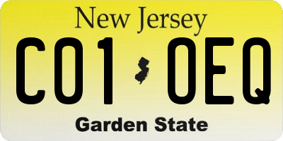 NJ license plate C01OEQ