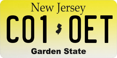 NJ license plate C01OET
