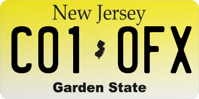 NJ license plate C01OFX