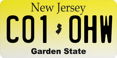 NJ license plate C01OHW