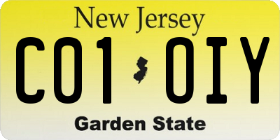 NJ license plate C01OIY