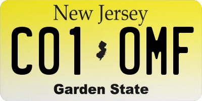 NJ license plate C01OMF