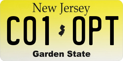 NJ license plate C01OPT