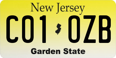 NJ license plate C01OZB
