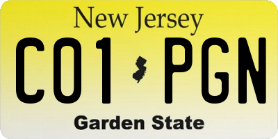NJ license plate C01PGN