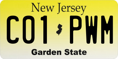 NJ license plate C01PWM