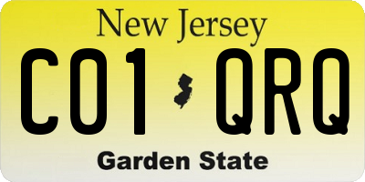 NJ license plate C01QRQ