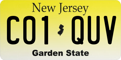 NJ license plate C01QUV