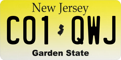 NJ license plate C01QWJ