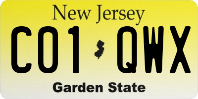 NJ license plate C01QWX