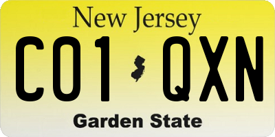 NJ license plate C01QXN
