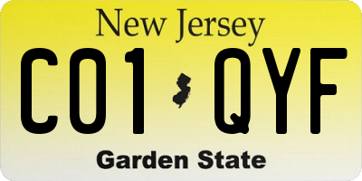 NJ license plate C01QYF