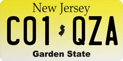 NJ license plate C01QZA