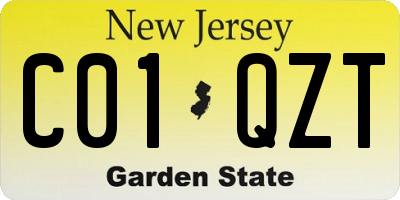 NJ license plate C01QZT