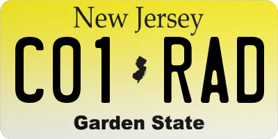 NJ license plate C01RAD