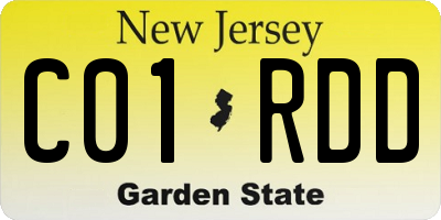 NJ license plate C01RDD