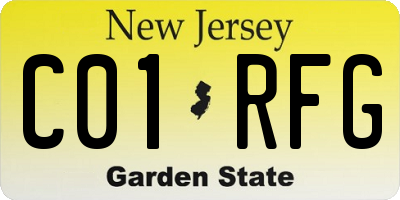 NJ license plate C01RFG