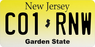 NJ license plate C01RNW