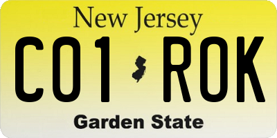 NJ license plate C01ROK
