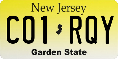 NJ license plate C01RQY