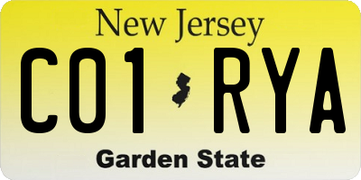 NJ license plate C01RYA