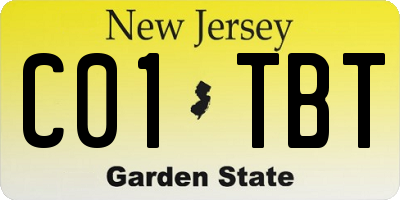 NJ license plate C01TBT