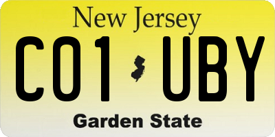 NJ license plate C01UBY