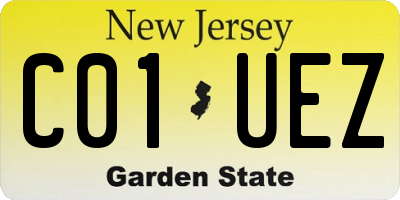NJ license plate C01UEZ
