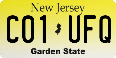 NJ license plate C01UFQ