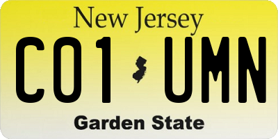 NJ license plate C01UMN