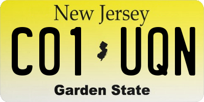NJ license plate C01UQN