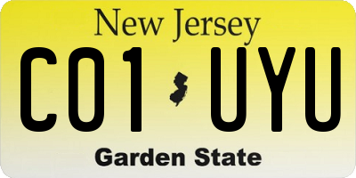 NJ license plate C01UYU