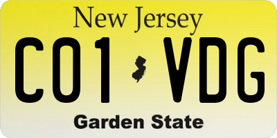 NJ license plate C01VDG