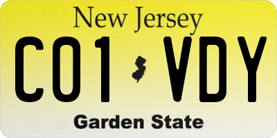 NJ license plate C01VDY