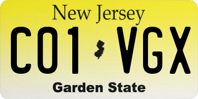NJ license plate C01VGX