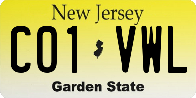 NJ license plate C01VWL