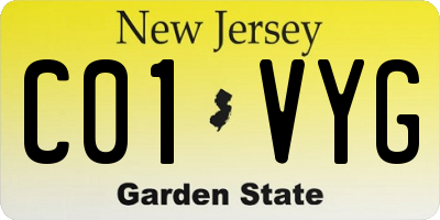 NJ license plate C01VYG