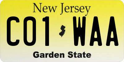 NJ license plate C01WAA