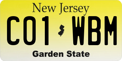 NJ license plate C01WBM