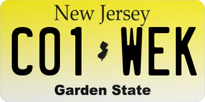 NJ license plate C01WEK