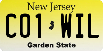 NJ license plate C01WIL