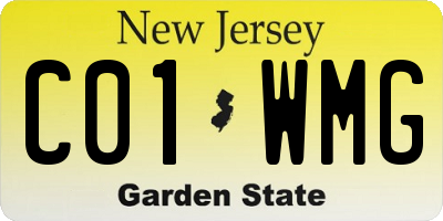 NJ license plate C01WMG