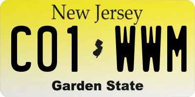 NJ license plate C01WWM